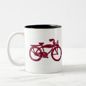 Oude rode fiets tweekleurige koffiemok (Links)