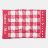 Oude Rode Geruite Aanpasbare Naam Theedoek (Horizontaal)