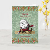 Oude Rode Gouden Humpty Dumpty Verjaardag Kaart (Gele Bloem)