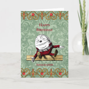 Oude Rode Gouden Humpty Dumpty Verjaardag Kaart