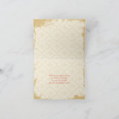 Oude rode gouden klaproos bloemen trouw huwelijks  bedankkaart (Binnen)