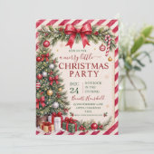 Oude rode groene kerstfeest uitnodiging (Staand voorkant)