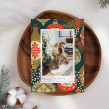 Oude rode groene kerstversiering aangepaste foto