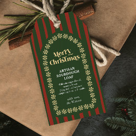 Oude rode groene strepen Handgemaakt cadeau Kerstm Cadeaulabel