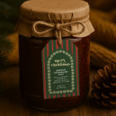 Oude rode groene strepen handgemaakte cadeau Kerst Cadeaulabel