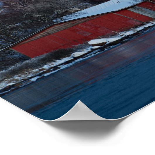 Oude rode houten bothouder met volle maan poster (Hoek)