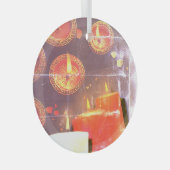 Oude rode kaarsen glas ornament (Voorkant Rechts)