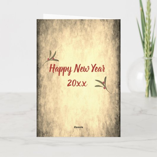 Oude Rode kalligrafie Prettig kerstfeest hulst  Fe Feestdagen Kaart (Achterkant)