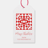 Oude Rode Kerst Geometrische Dekbed Persoonlijk Cadeaulabel (Achterkant)