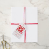 Oude Rode Kerst Geometrische Dekbed Persoonlijk Cadeaulabel (Met Touw)