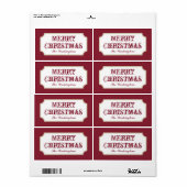 Oude rode kerstlabels etiket (Full Sheet)