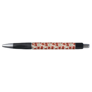 Oude Rode Klaproos Bloempatroon Botanische Kunst Pen