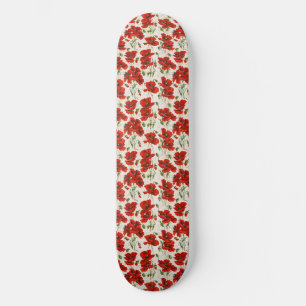 Oude Rode Klaproos Bloempatroon Botanische Kunst Persoonlijk Skateboard