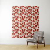 Oude Rode Klaproos Bloempatroon Botanische Kunst Wandkleed (In situ)