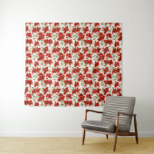 Oude Rode Klaproos Bloempatroon Botanische Kunst Wandkleed (In Situ (horizontaal))