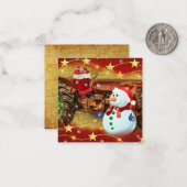 Oude rode landbouwtrekker Kerstmis Notitiekaartje (Voorkant / Achterkant in situ)