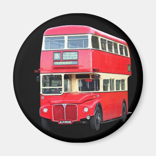 Oude rode Londense bus van rond 1950 Magneet (Voorkant)