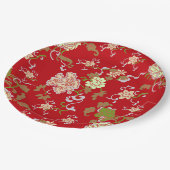 Oude rode Oosterse bloemdecoratie voor trouwfeest Papieren Bordje (Gekanteld)