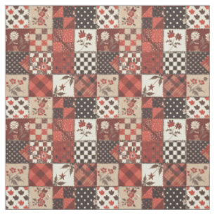 Oude Rode Patchwork Cottagecore Boerderijdeken Stof