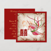 Oude Rode Phoenix Chinese Trouwuitnodiging Kaart (Voorkant / Achterkant)