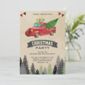 Oude Rode Pickup Truck Kerstfeest Kaart (Staand voorkant)
