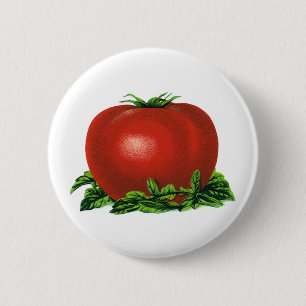 Oude rode rijpe tomaat, groenten en fruit ronde button 5,7 cm