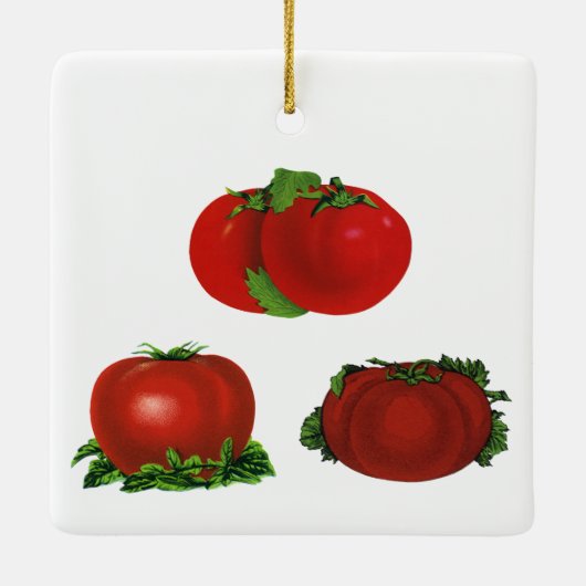 Oude rode rijpe tomaten eten, fruit, groenten keramisch ornament (Achterkant)