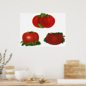 Oude rode rijpe tomaten voedsel, fruit, groenten poster (Keuken)