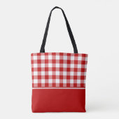 Oude rode rode en witte gingham | Gepersonaliseerd Tote Bag (Achterkant)