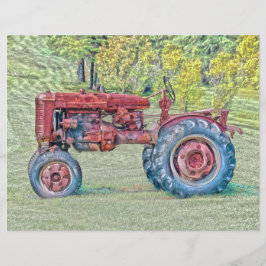  oude rode, roodroterende Boerderij trekker