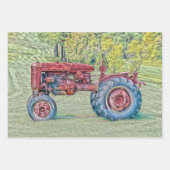  oude rode, roodroterende Boerderij trekker Inpakpapier Vel (Voorkant 2)