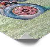 oude rode, roodroterende Boerderij trekker Poster (Hoek)