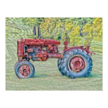  oude rode, roodroterende Boerderij trekker