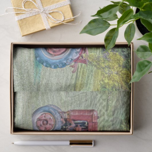  oude rode, roodroterende Boerderij trekker Tissuepapier (Geschenk)