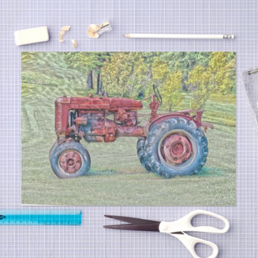  oude rode, roodroterende Boerderij trekker Tissuepapier (Craft)