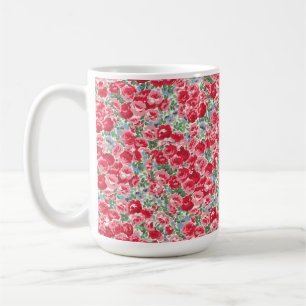 Oude Rode Roos Bloempatroon Koffiemok