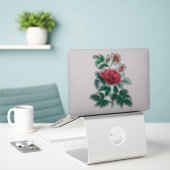 Oude rode roos sticker (Laptop op bureau)