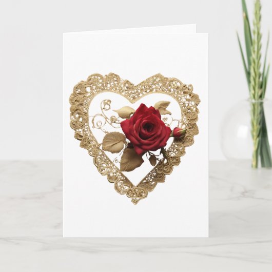 Oude Rode Roos Valentijnsdag Hartkaart Kaart (Voorkant)
