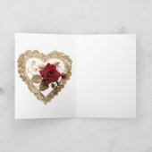 Oude Rode Roos Valentijnsdag Hartkaart Kaart (Binnen)