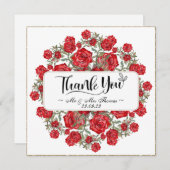 Oude Rode Roos Waterverf Bloem "thank you" kaart (Voorkant / Achterkant)