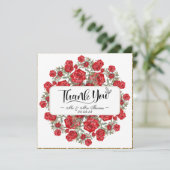 Oude Rode Roos Waterverf Bloem "thank you" kaart (Staand voorkant)