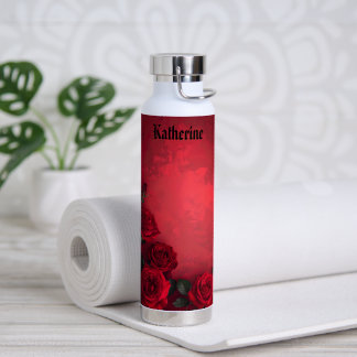 Oude Rode Rozen Aangepaste Naam Waterfles