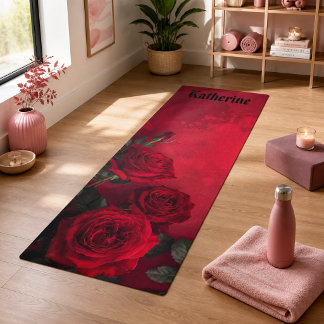 Oude Rode Rozen Aangepaste Naam Yogamat