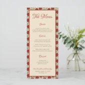 Oude rode rozen bloemen trouwmenu menu (Staand voorkant)