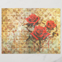 Oude Rode Rozen Junk Journal Papier - Vervuild