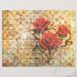 Oude Rode Rozen Junk Journal Papier - Vervuild