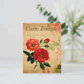 Oude rode rozen met fashioned Floral French Briefkaart (Staand voorkant)