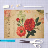 Oude rode rozen met fashioned Floral French Tissuepapier (Craft)