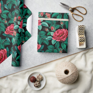 Oude rode rozen patroon cadeaupapier