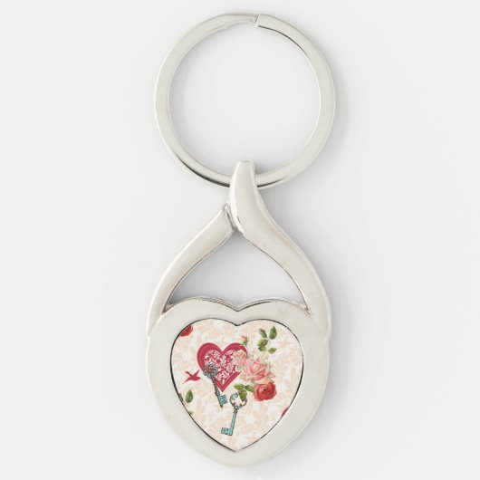 Oude rode rozen & sleutel tot mijn hart Valentijn Sleutelhanger (Voorkant)